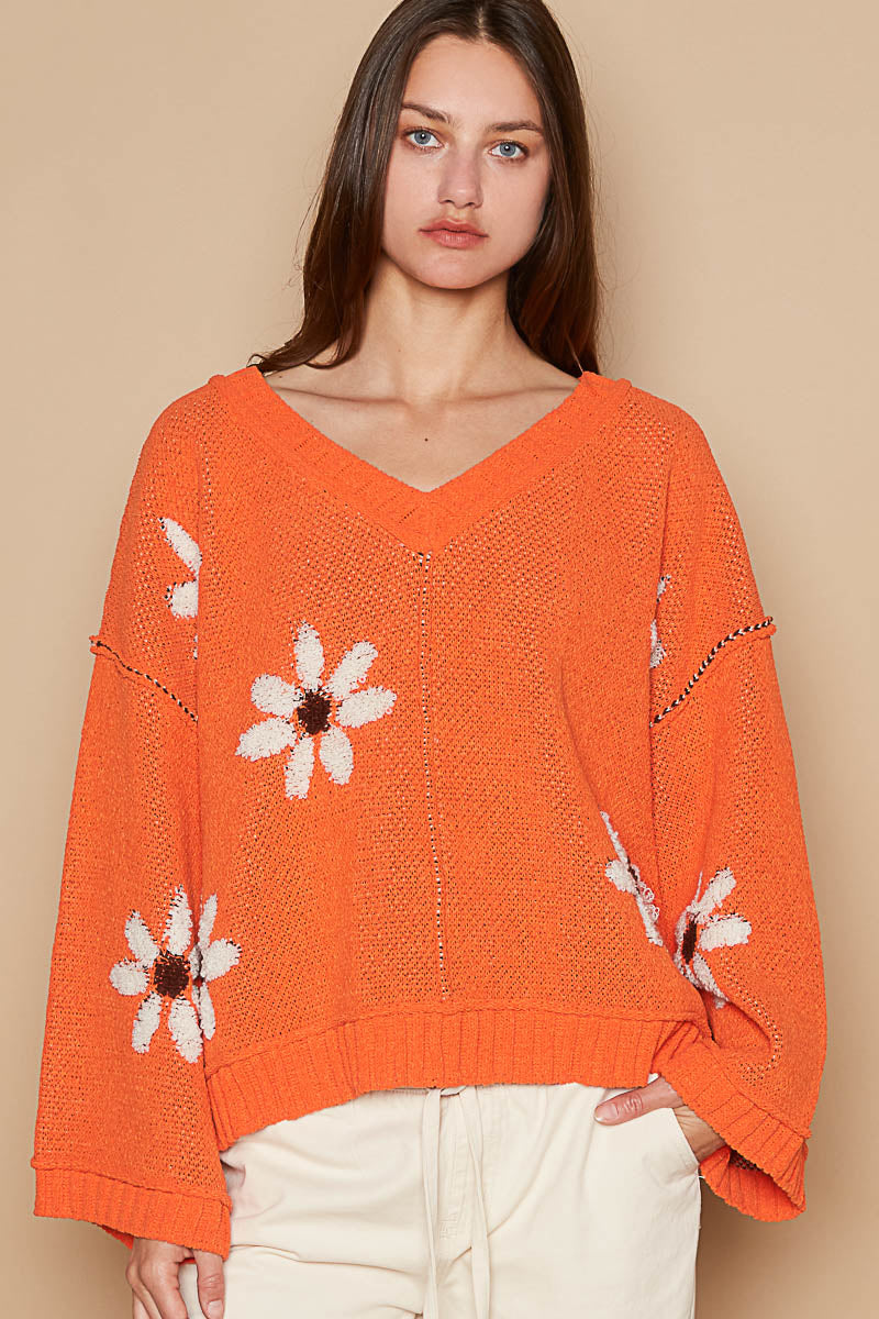 Flower Power Sweater - Orange