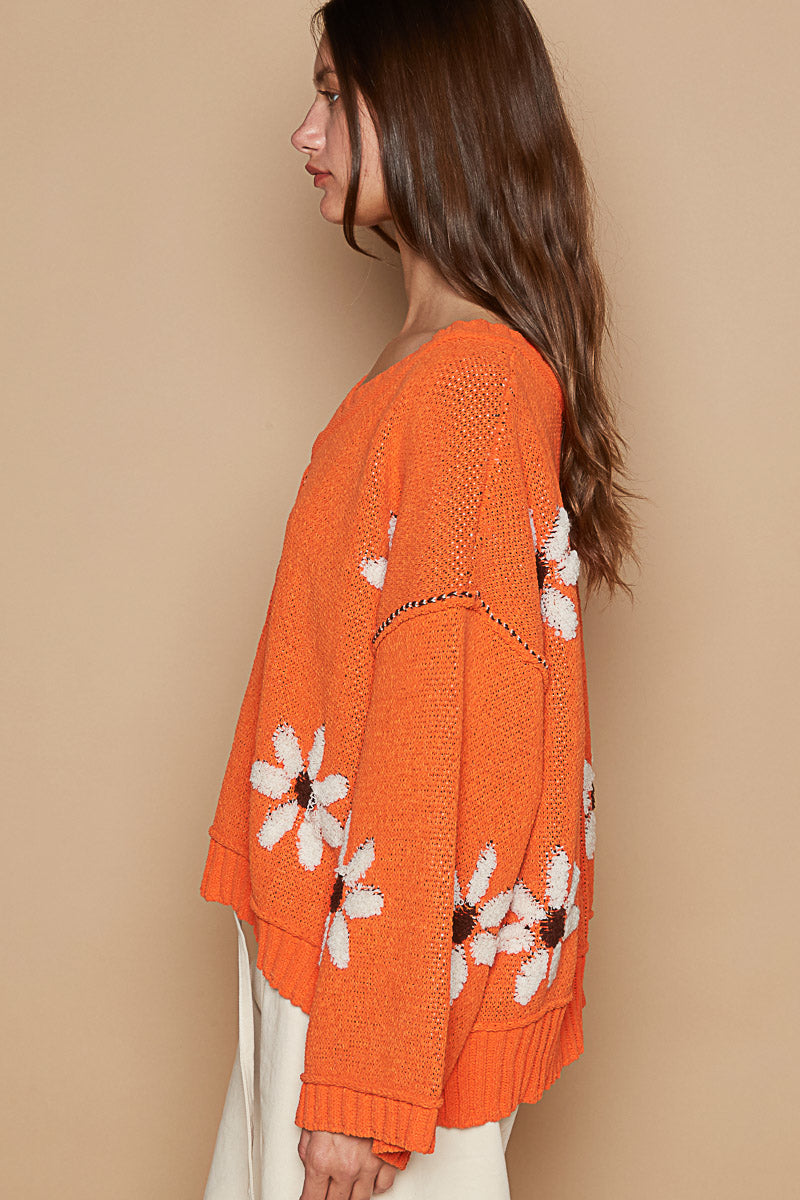 Flower Power Sweater - Orange