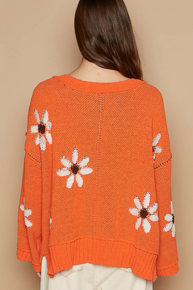 Flower Power Sweater - Orange