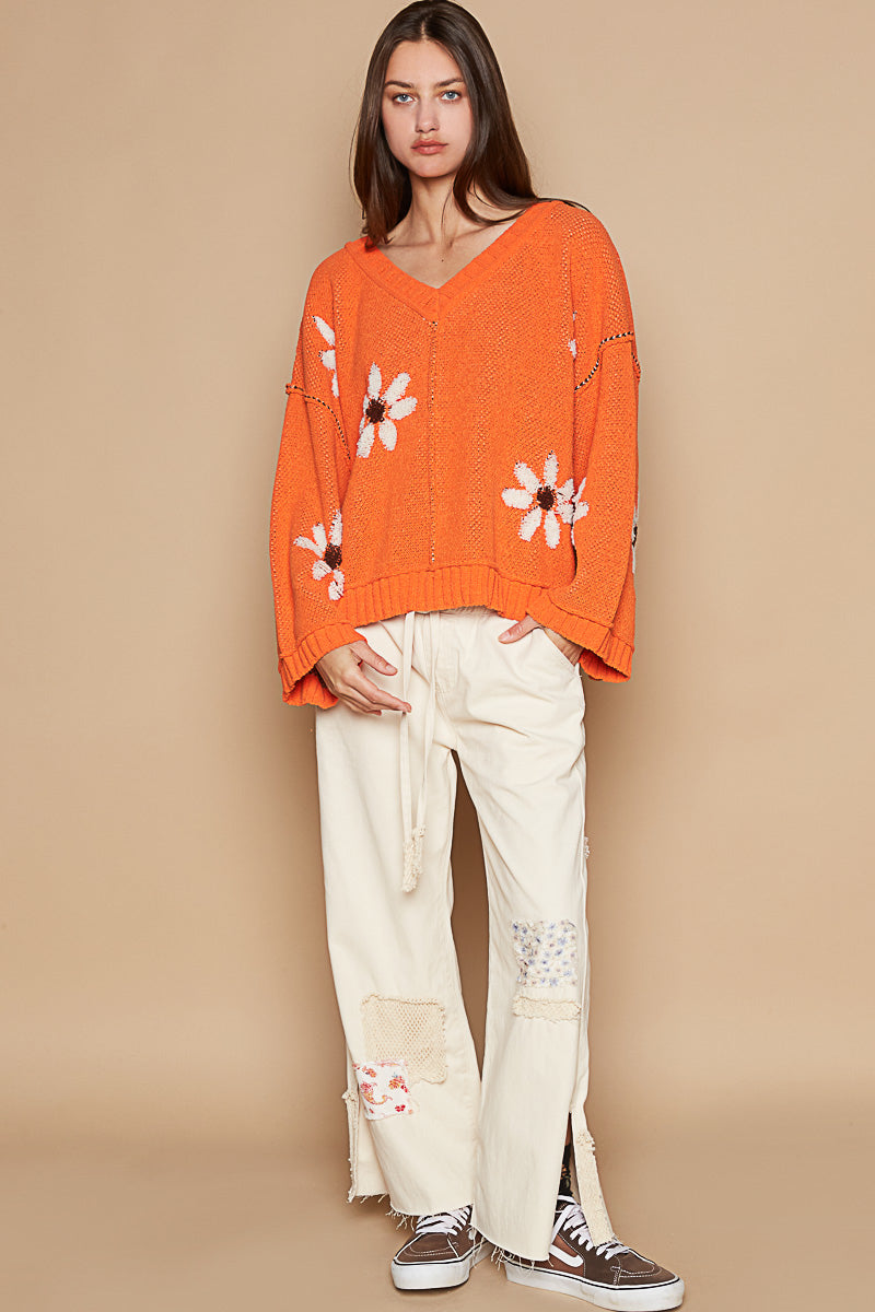 Flower Power Sweater - Orange