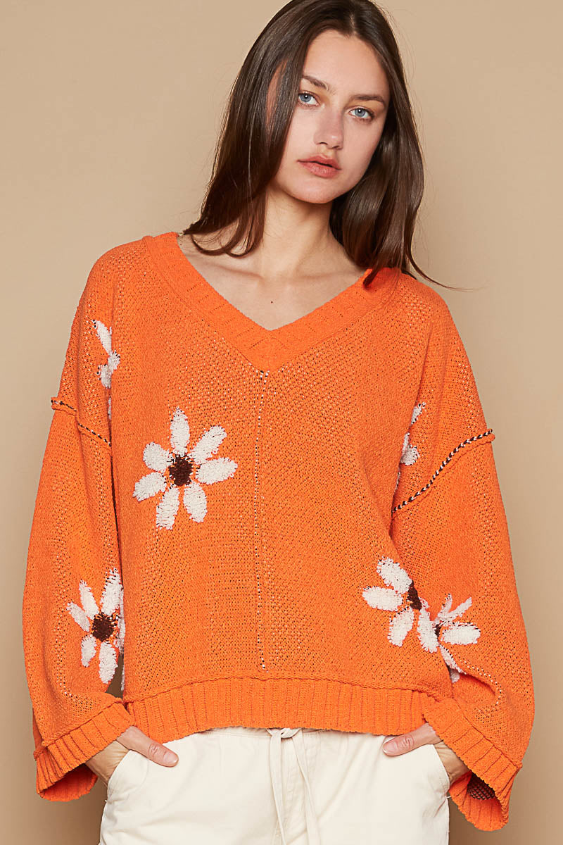 Flower Power Sweater - Orange