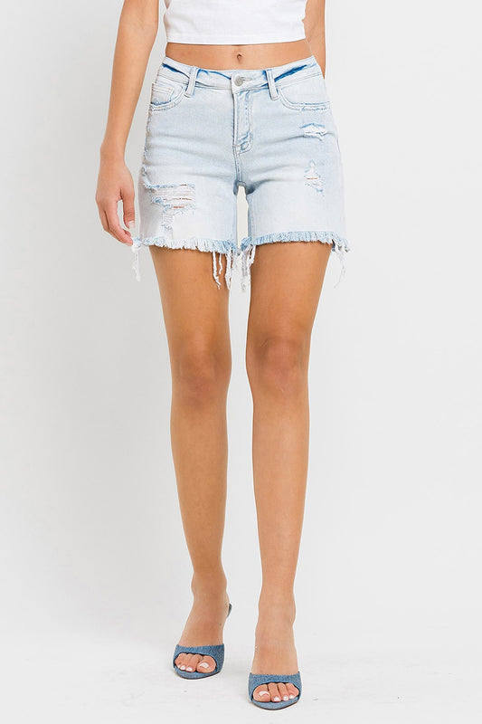 Mid Rise Distressed Stretch Shorts - Appreciation