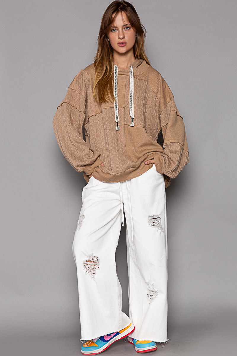 MIxed Media Hoodie - Mocha