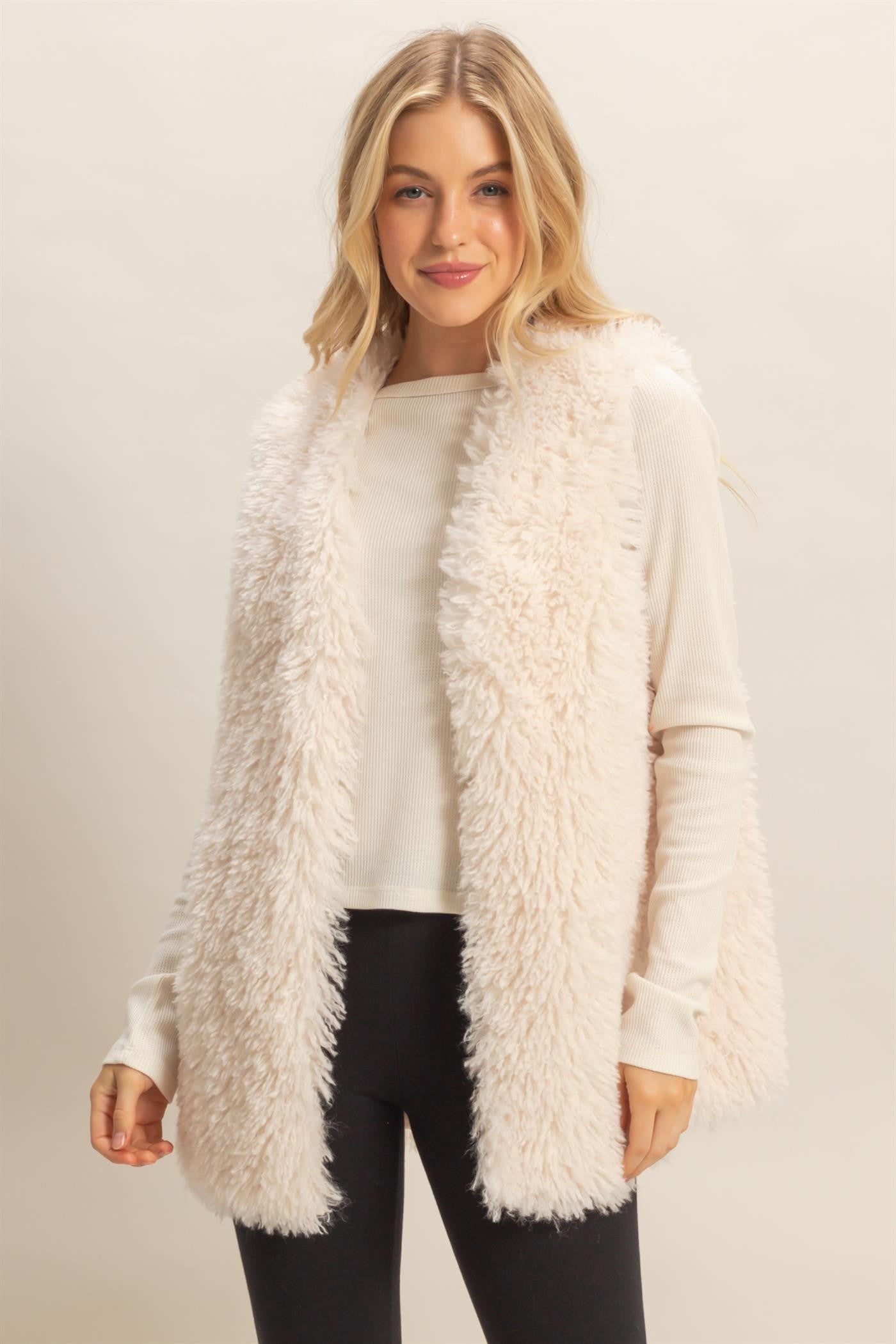 Fuzzy Sweater Vest - Cream