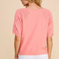 Diamond Pointelle Detail Fine Gauge Sweater - Peach Rose