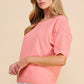 Diamond Pointelle Detail Fine Gauge Sweater - Peach Rose