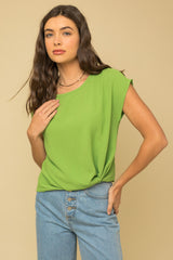 Solid Top With Front Knot Detail - Green ONLY 1 SIZE SMALL LEFT
