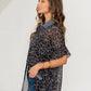 Leopard Chiffon Top - Charcoal/Denim