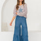 Open Knit Denim Star Top - Grey/Denim