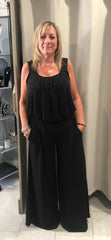 Sleeveless Wide Leg Jumpsuit - Black ONLY 1 SMALL LEFT