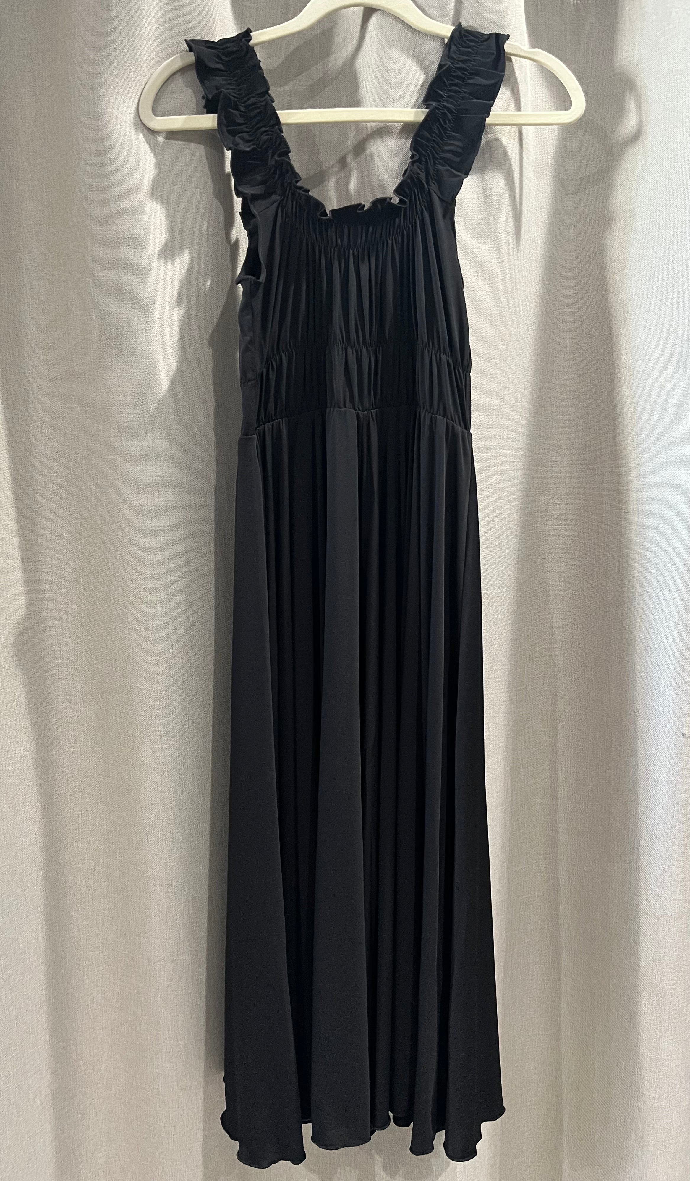 Flounce Sleeve Dress - Black