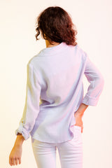 Long Sleeve Double Gauze Button Down Shirt - Sky