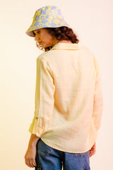 Long Sleeve Double Gauze Button Down Shirt - Yellow ONLY 1 L LEFT