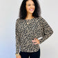 Cashmere Animal Print Dolman Top - Khaki/Black