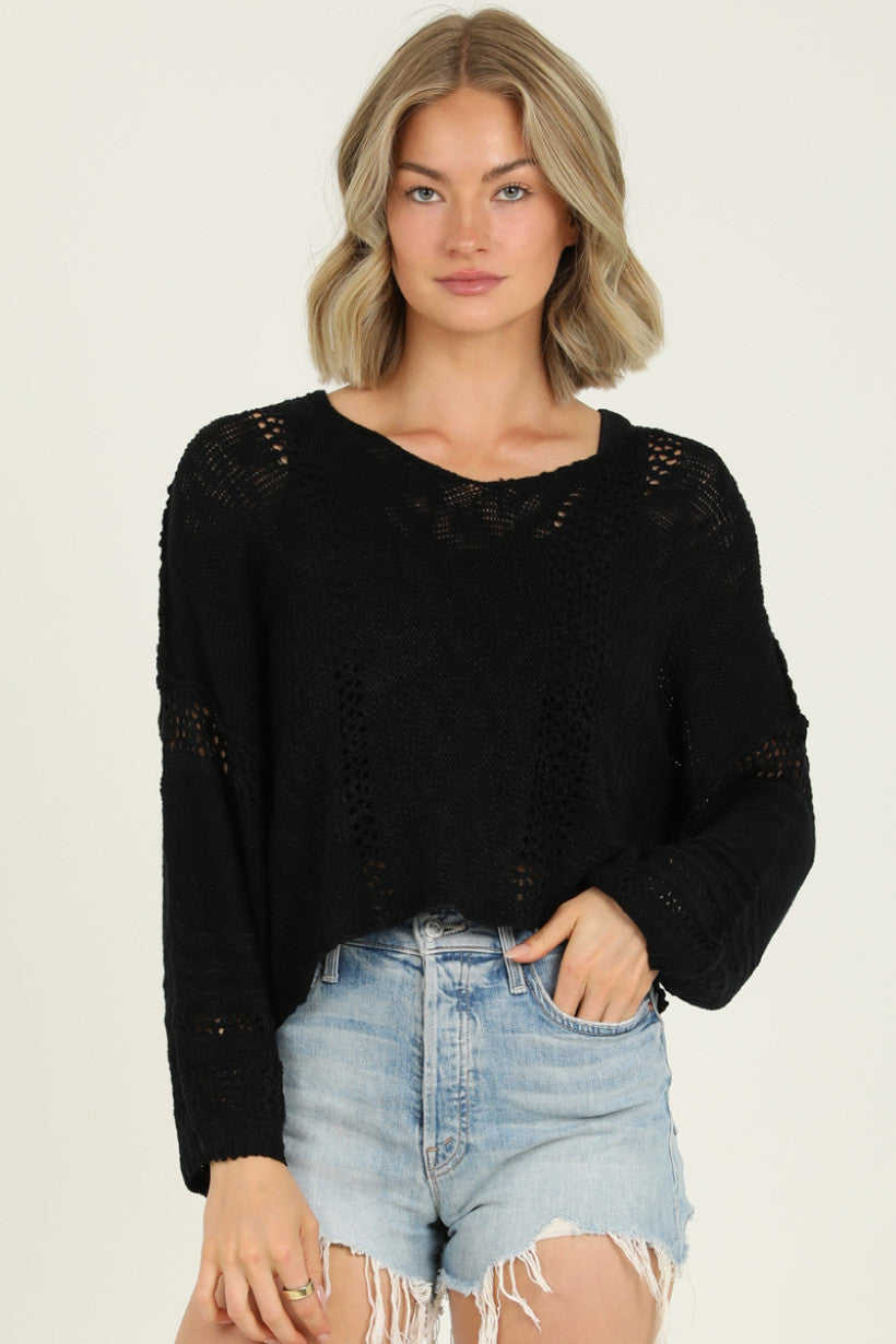 V Neck Sweater - Black