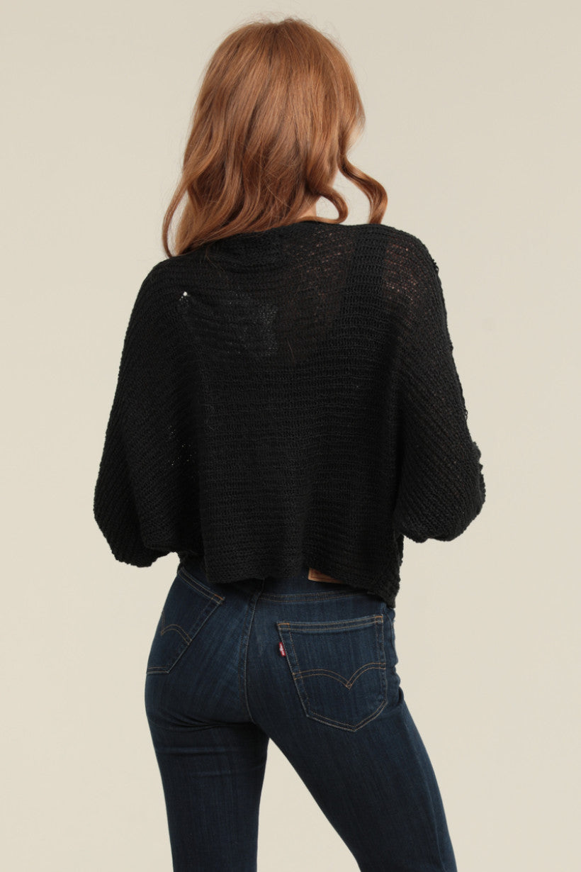 Cardi with Front Ties - Black