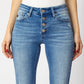 Mid Rise Distressed Flare - Med Blue