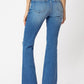 Mid Rise Distressed Flare - Med Blue