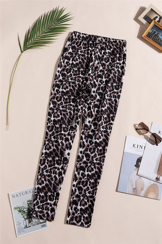 Leopard Leggings with Lace Cut Out