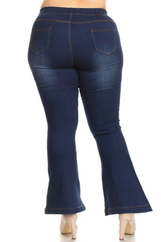 Cher Flare Plus Pull on Jeans - Dark Denim ONLY ONE 3XL LEFT