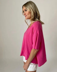 Hacci SS Dolman Top - Punch Pink ONLY 1 SMALL LEFT