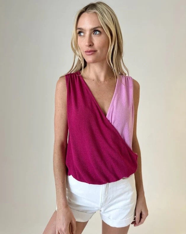 Two Tone Tank - Fuschia/Pink