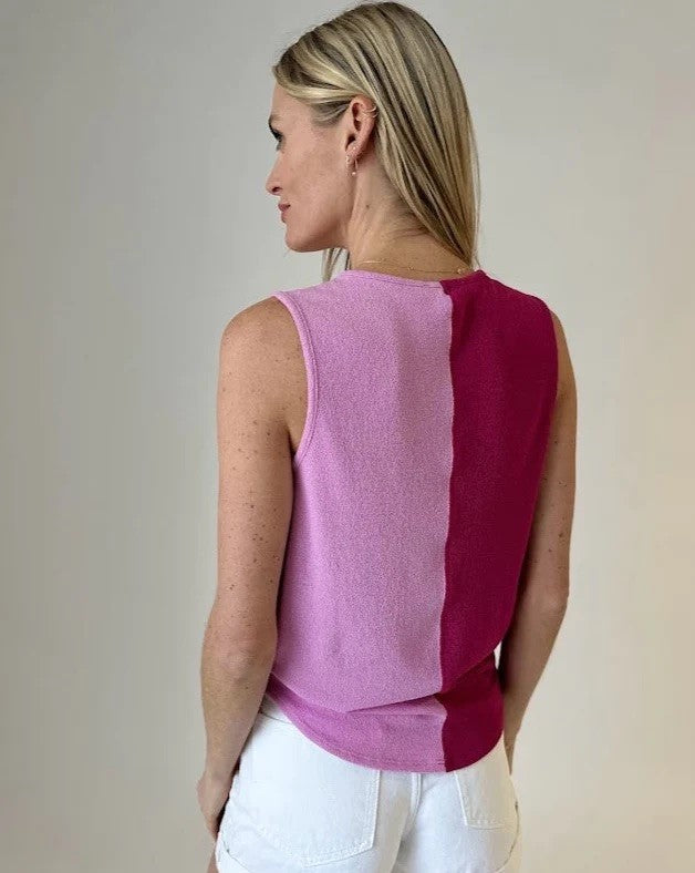 Two Tone Tank - Fuschia/Pink