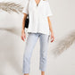 Pleated Detail Collared Shirt  - Off White ONLY 1 SMALL LEFT