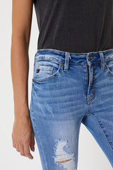 Mid Rise Hem Detail Ankle Skinny Jeans - Med Blue ONLY SIZE 5(26) LEFT