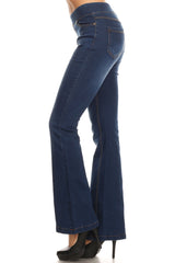 Cher Flare Pull on Jeans - Dark Denim