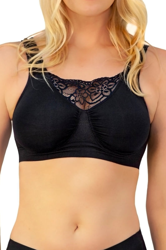 Lace Seamless Underwire Bralette - Black