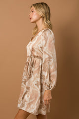 Marble Print Dress - Cream/Taupe Marble
