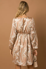 Marble Print Dress - Cream/Taupe Marble