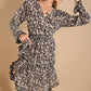 Floral Surplice Tiered Dress - Black Mix ONLY 1 LARGE LEFT