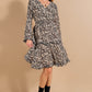 Floral Surplice Tiered Dress - Black Mix ONLY 1 LARGE LEFT