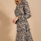 Floral Surplice Tiered Dress - Black Mix ONLY 1 LARGE LEFT