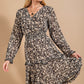 Floral Surplice Tiered Dress - Black Mix ONLY 1 LARGE LEFT