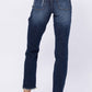 Mid Rise Destroyed Boyfriend Jeans - Dark Denim