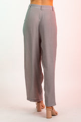 High Waisted Flowy Trouser Pants with Pockets - Grey