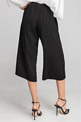 High Waist Wide Leg Pants - Black with White Stripe ONLY SMALL LEFT
