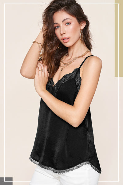 Scalloped Trimmed Cami - Black