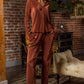 Plisse Fit & Flare Pants - Cinnamon