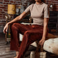 Plisse Fit & Flare Pants - Cinnamon