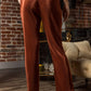 Plisse Fit & Flare Pants - Cinnamon