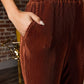 Plisse Fit & Flare Pants - Cinnamon