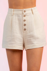 Gauze Shorts with Pockets - Cream