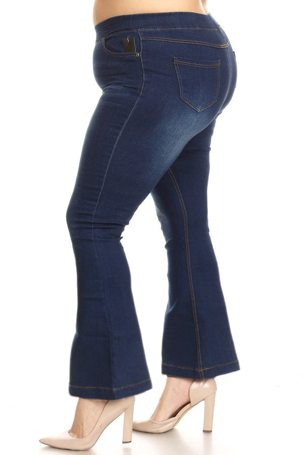 Cher Flare Plus Pull on Jeans - Dark Denim ONLY ONE 3XL LEFT