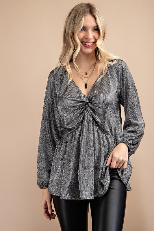 Metallic Twisted Top - Silver