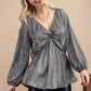 Metallic Twisted Top - Silver