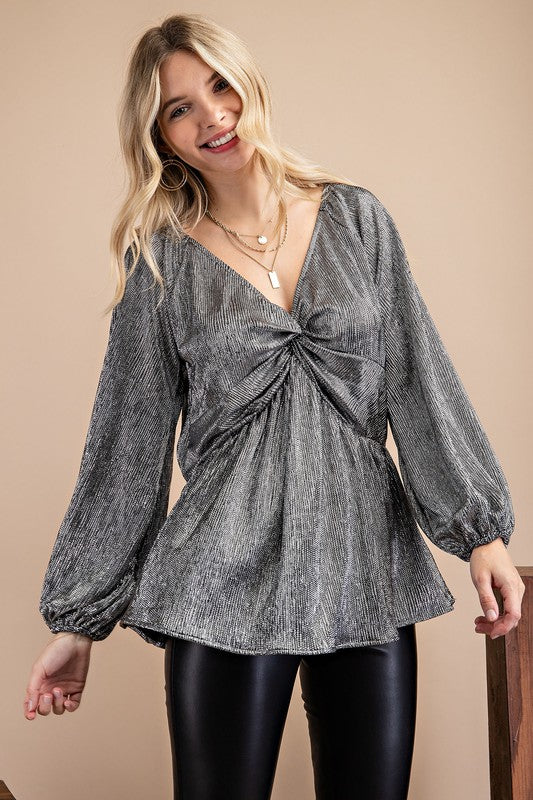 Metallic Twisted Top - Silver